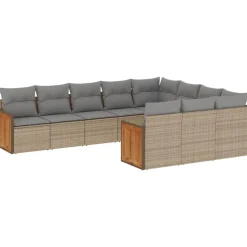 MAISON EXCLUSIVE - Salon de jardin avec coussins 10 pcs beige résine tressée