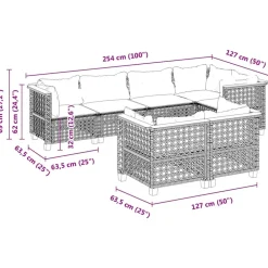 MAISON EXCLUSIVE - Salon de jardin avec coussins 7 pcs gris résine tressée