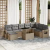 MAISON EXCLUSIVE - Salon de jardin avec coussins 9 pcs beige résine tressée