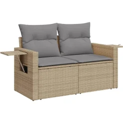 MAISON EXCLUSIVE - Salon de jardin avec coussins 9 pcs beige résine tressée