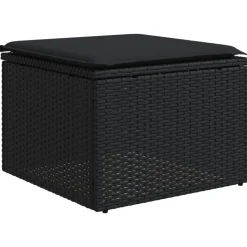 MAISON EXCLUSIVE - Salon de jardin 11 pcs avec coussins noir résine tressée