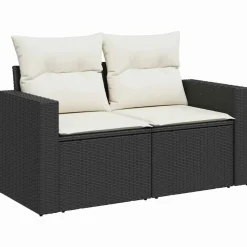 MAISON EXCLUSIVE - Salon de jardin 5 pcs avec coussins noir résine tressée