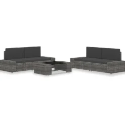 MAISON EXCLUSIVE - Salon de jardin 5 pcs résine tressée gris