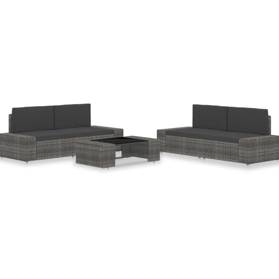 MAISON EXCLUSIVE - Salon de jardin 5 pcs résine tressée gris