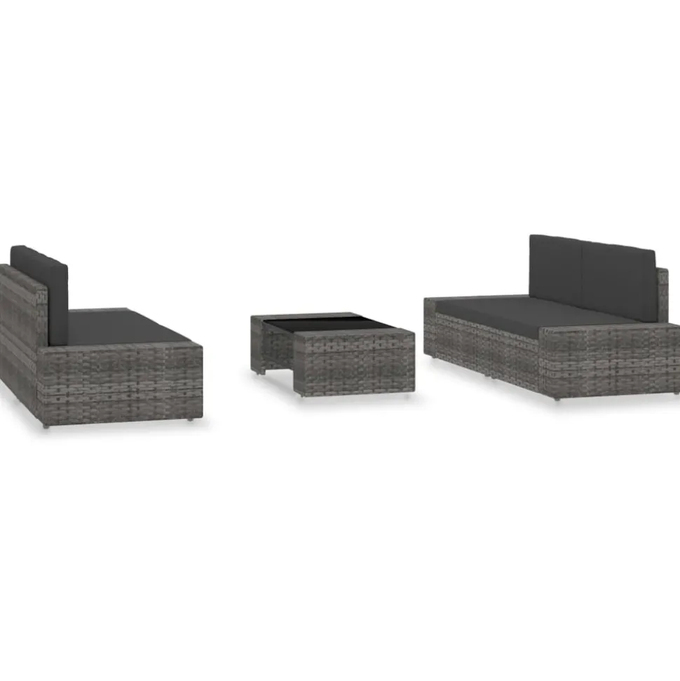 MAISON EXCLUSIVE - Salon de jardin 5 pcs résine tressée gris