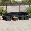 MAISON EXCLUSIVE - Salon de jardin 10 pcs avec coussins noir résine tressée