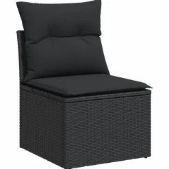 MAISON EXCLUSIVE - Salon de jardin 10 pcs avec coussins noir résine tressée