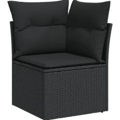 MAISON EXCLUSIVE - Salon de jardin 10 pcs avec coussins noir résine tressée