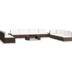 MAISON EXCLUSIVE - Salon de jardin 10 pcs résine tressée marron