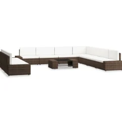 MAISON EXCLUSIVE - Salon de jardin 10 pcs résine tressée marron