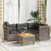 MAISON EXCLUSIVE - Salon de jardin 5 pcs avec coussins gris résine tressée