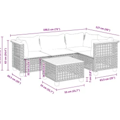 MAISON EXCLUSIVE - Salon de jardin 5 pcs avec coussins gris résine tressée