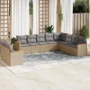 MAISON EXCLUSIVE - Salon de jardin avec coussins 10 pcs beige résine tressée