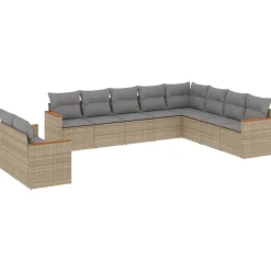 MAISON EXCLUSIVE - Salon de jardin avec coussins 10 pcs beige résine tressée