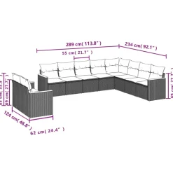 MAISON EXCLUSIVE - Salon de jardin avec coussins 10 pcs beige résine tressée
