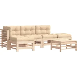 MAISON EXCLUSIVE - Salon de jardin 6 pcs avec coussins bois massif