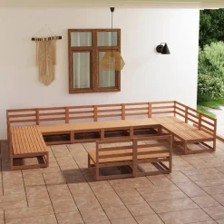MAISON EXCLUSIVE - Salon de jardin 12 pcs bois de pin massif