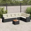 MAISON EXCLUSIVE - Salon de jardin 8 pcs avec coussins noir résine tressée