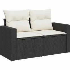 MAISON EXCLUSIVE - Salon de jardin 8 pcs avec coussins noir résine tressée