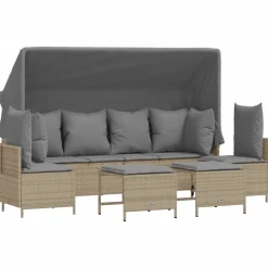 MAISON EXCLUSIVE - Salon de jardin avec coussins 5 pcs beige résine tressée