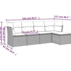 MAISON EXCLUSIVE - Salon de jardin 5 pcs avec coussins gris résine tressée