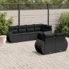 MAISON EXCLUSIVE - Salon de jardin 7 pcs avec coussins noir résine tressée
