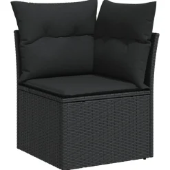 MAISON EXCLUSIVE - Salon de jardin 7 pcs avec coussins noir résine tressée