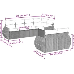 MAISON EXCLUSIVE - Salon de jardin 7 pcs avec coussins noir résine tressée