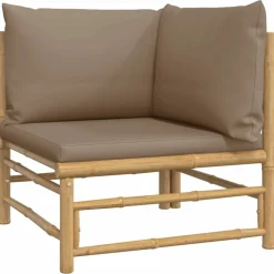 MAISON EXCLUSIVE - Salon de jardin 10 pcs avec coussins taupe bambou