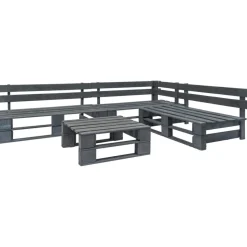 MAISON EXCLUSIVE - Salon de jardin palette 4 pcs bois gris