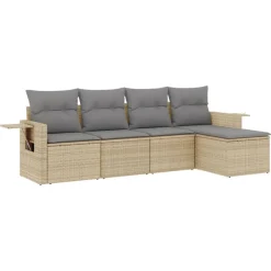 MAISON EXCLUSIVE - Salon de jardin avec coussins 5 pcs beige résine tressée