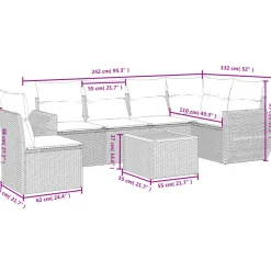MAISON EXCLUSIVE - Salon de jardin avec coussins 7 pcs gris résine tressée