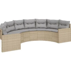 MAISON EXCLUSIVE - Salon de jardin 3 pcs demi-rond beige résine tressée