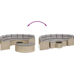 MAISON EXCLUSIVE - Salon de jardin 3 pcs demi-rond beige résine tressée