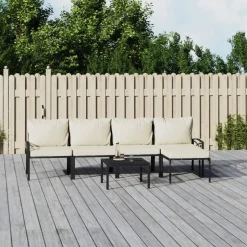 MAISON EXCLUSIVE - Salon de jardin 6 pcs avec coussins sable acier