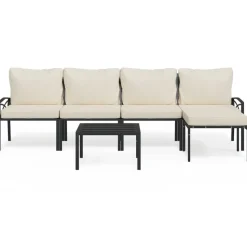 MAISON EXCLUSIVE - Salon de jardin 6 pcs avec coussins sable acier