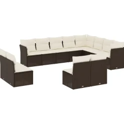 MAISON EXCLUSIVE - Salon de jardin avec coussins 12 pcs marron résine tressée