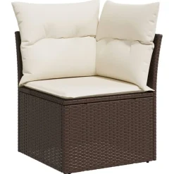 MAISON EXCLUSIVE - Salon de jardin avec coussins 12 pcs marron résine tressée