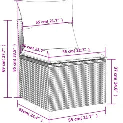 MAISON EXCLUSIVE - Salon de jardin avec coussins 12 pcs marron résine tressée