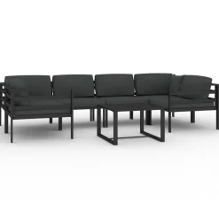 MAISON EXCLUSIVE - Salon de jardin 7 pcs avec coussins aluminium anthracite