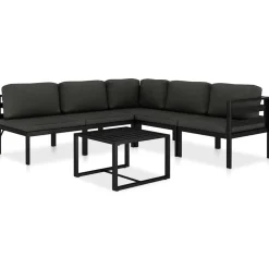 MAISON EXCLUSIVE - Salon de jardin 6 pcs avec coussins aluminium anthracite