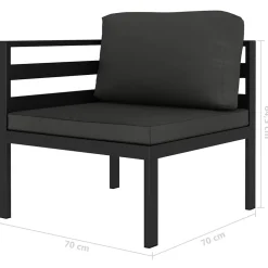 MAISON EXCLUSIVE - Salon de jardin 6 pcs avec coussins aluminium anthracite