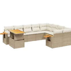 MAISON EXCLUSIVE - Salon de jardin avec coussins 10 pcs beige résine tressée