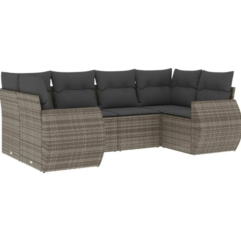 MAISON EXCLUSIVE - Salon de jardin 6 pcs avec coussins gris résine tressée