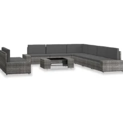 MAISON EXCLUSIVE - Salon de jardin 9 pcs résine tressée gris
