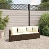 MAISON EXCLUSIVE - Salon de jardin avec coussins 3 pcs marron résine tressée