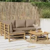 MAISON EXCLUSIVE - Salon de jardin 5 pcs avec coussins taupe bambou