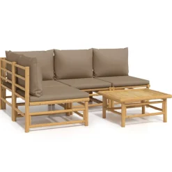 MAISON EXCLUSIVE - Salon de jardin 5 pcs avec coussins taupe bambou