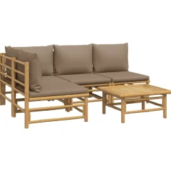 MAISON EXCLUSIVE - Salon de jardin 5 pcs avec coussins taupe bambou