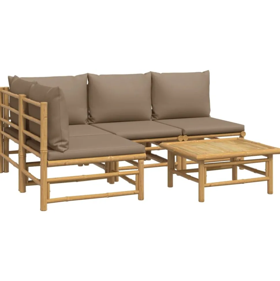 MAISON EXCLUSIVE - Salon de jardin 5 pcs avec coussins taupe bambou